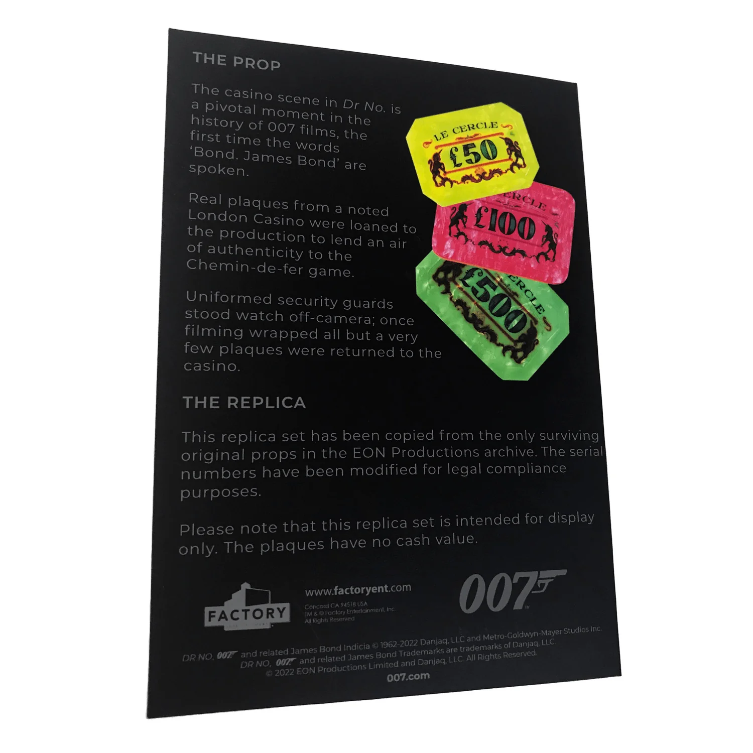 James Bond Casino Plaques Prop Replica - Dr. No Numbered Edition - Image 6