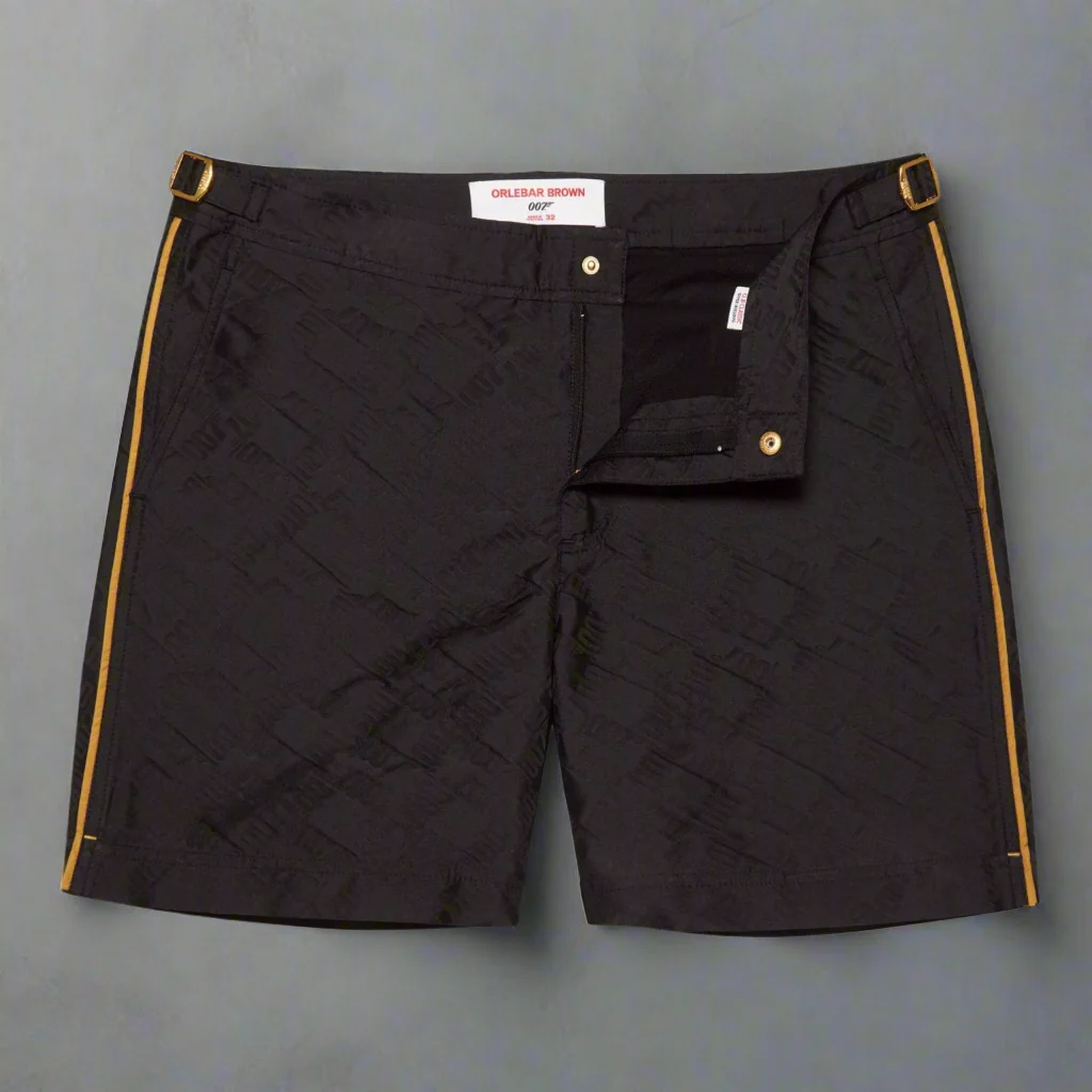 James Bond Gold Trim Jacquard Swim Shorts - By Orlebar Brown - Image 2