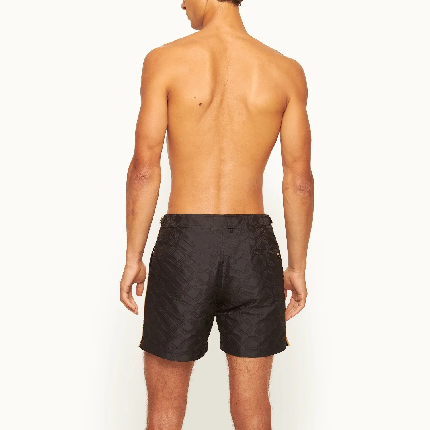 James Bond Gold Trim Jacquard Swim Shorts - By Orlebar Brown - Image 6