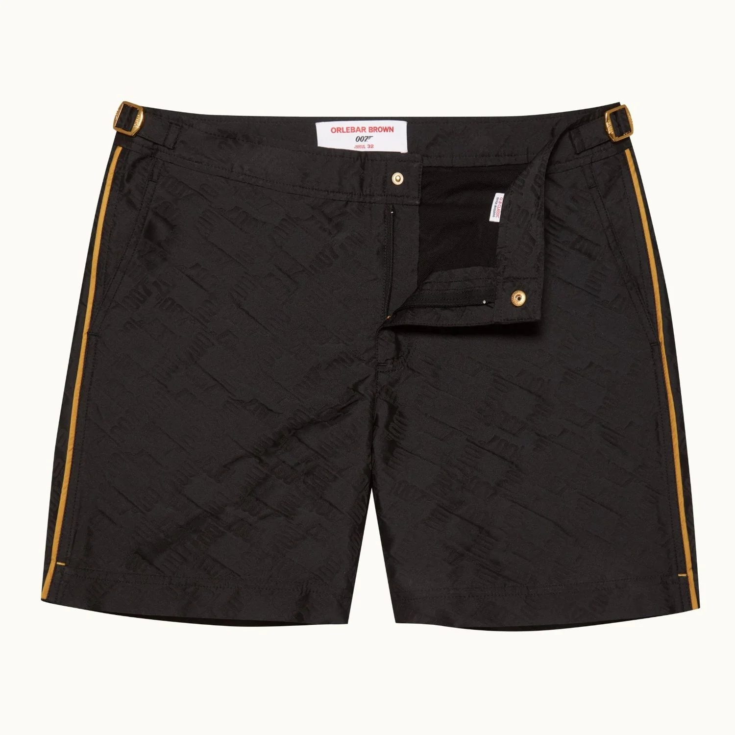 James Bond Gold Trim Jacquard Swim Shorts - By Orlebar Brown - Image 7