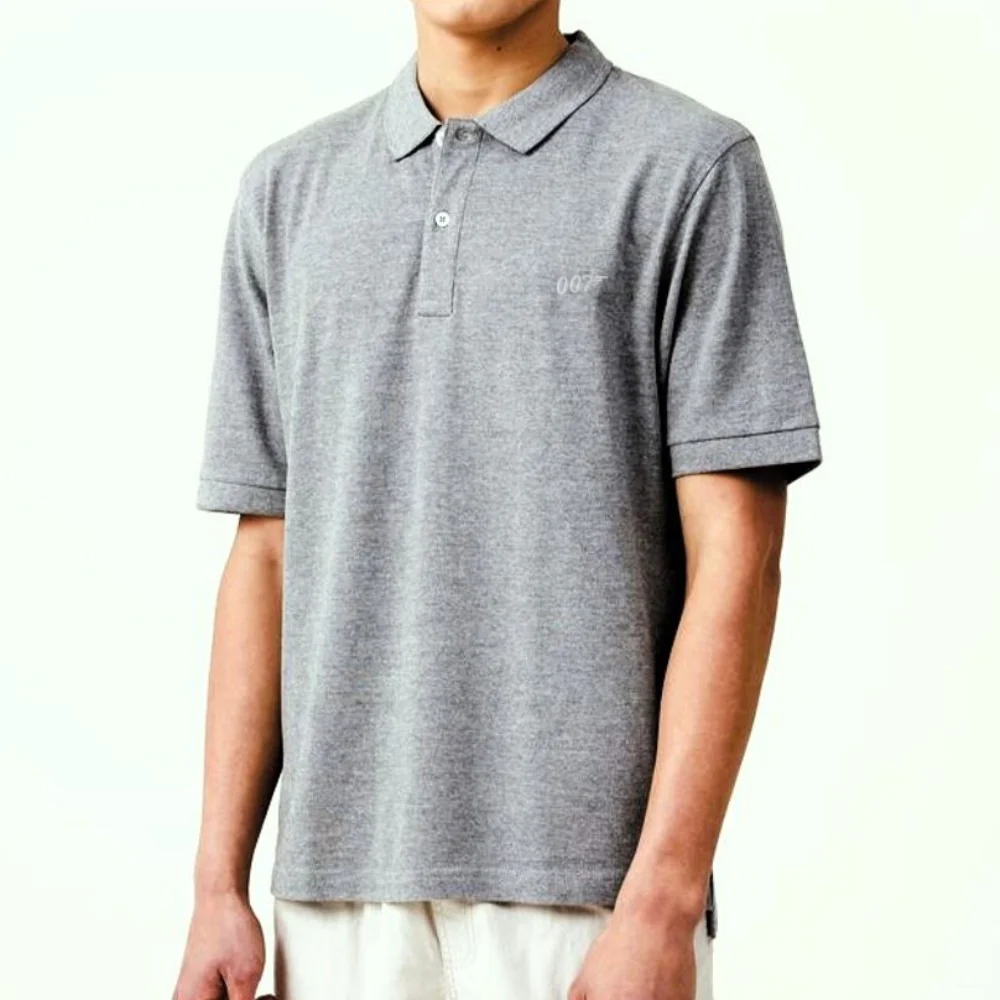 James Bond 007 Embroidered Cotton Polo Shirt - Grey Marl Edition - Image 3