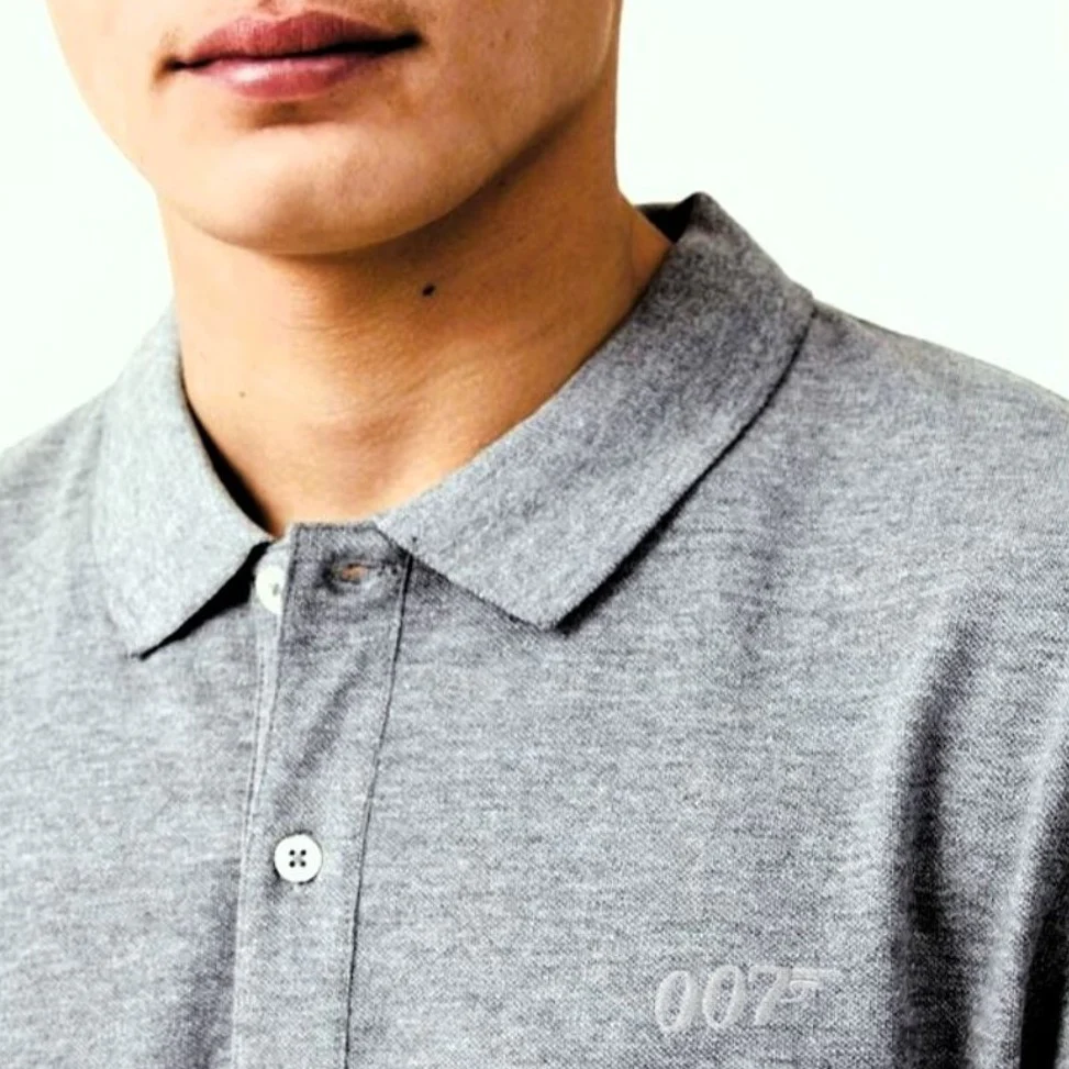 James Bond 007 Embroidered Cotton Polo Shirt - Grey Marl Edition - Image 5