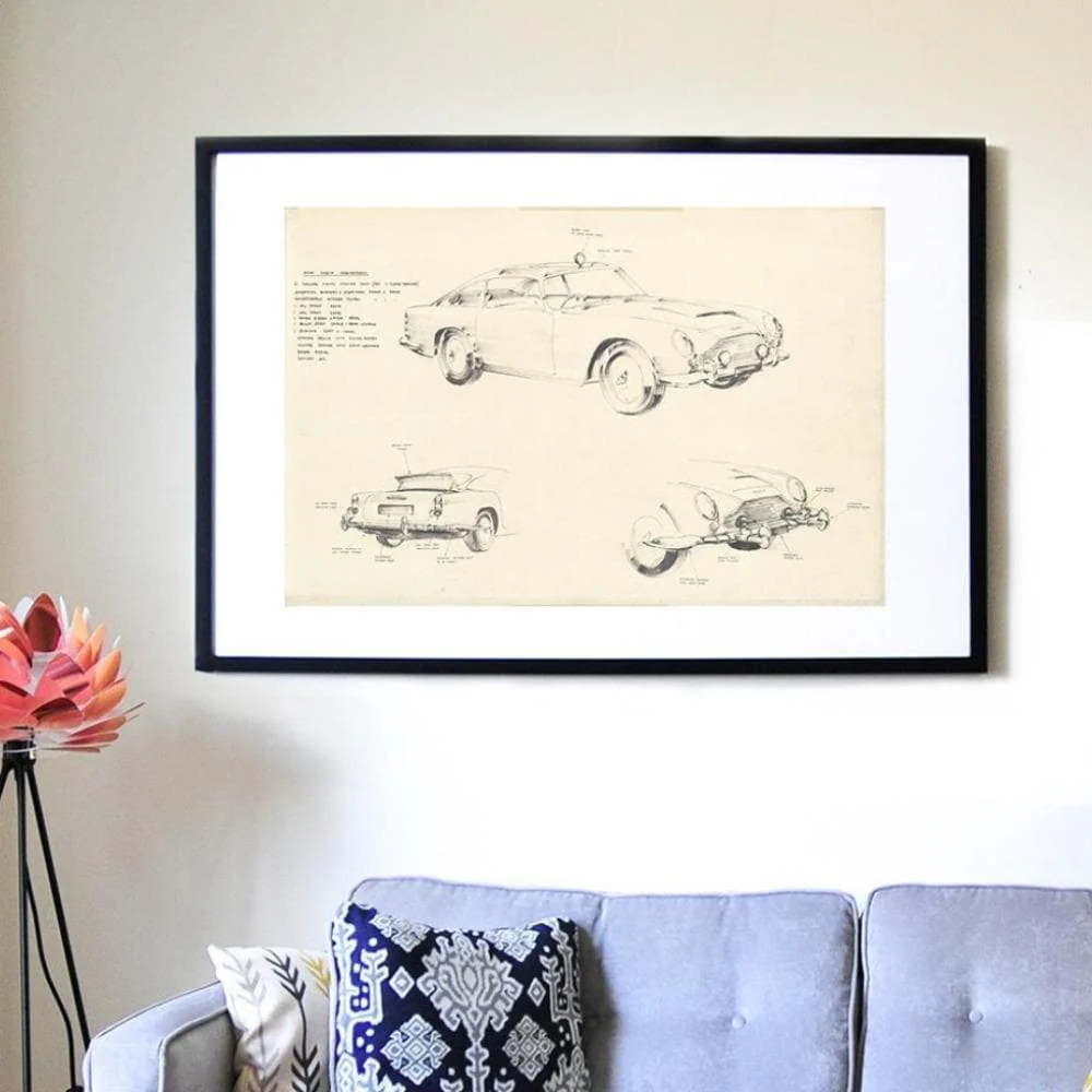 James Bond Ken Adam Aston Martin DB5 Art Print - Goldfinger Numbered Edition (Unframed) - Image 3