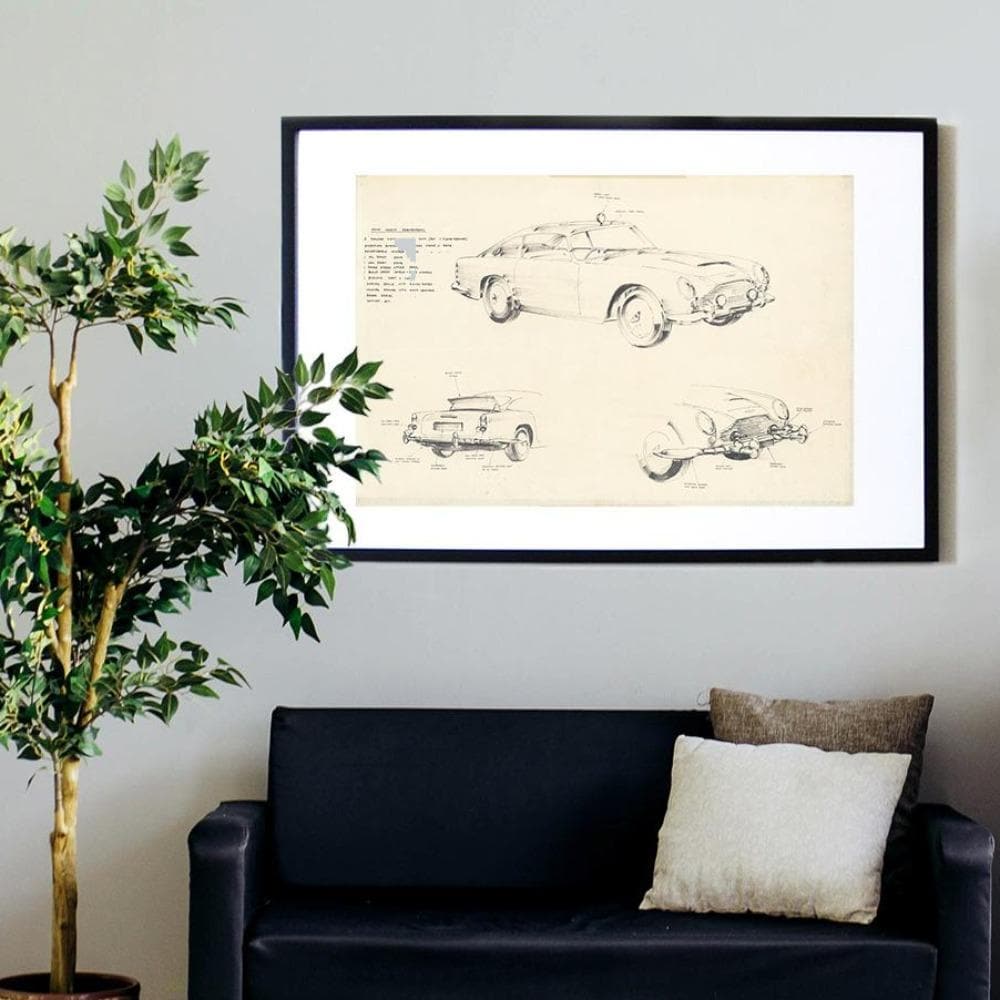 James Bond Ken Adam Aston Martin DB5 Art Print - Goldfinger Numbered Edition (Unframed) - Image 5