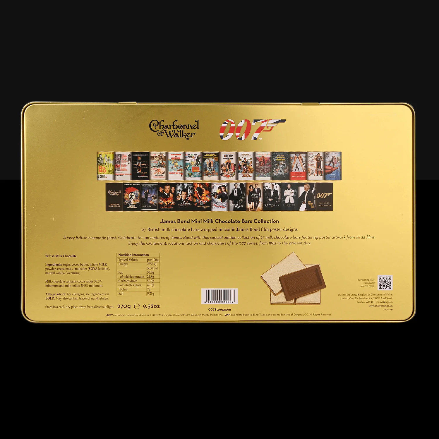 James Bond Mini Milk Chocolate Bars Tin - By Charbonnel et Walker (270g) - Image 8