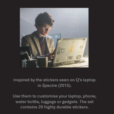 James Bond Q Laptop Sticker Set - Spectre Edition (Outlet Item) - Image 6