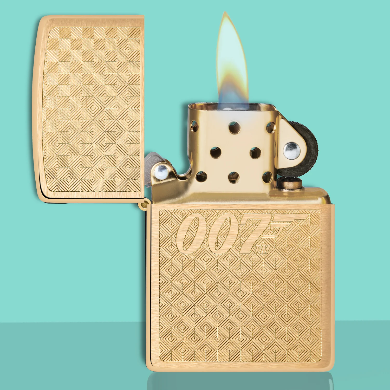James Bond Zippo Lighter - Brass Checkerboard Edition - Image 2